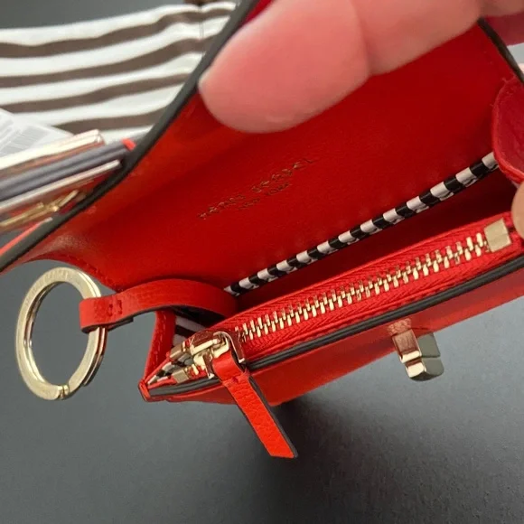 Henri Bendel Orange Leather Compact Wallet - Picture 3 of 16